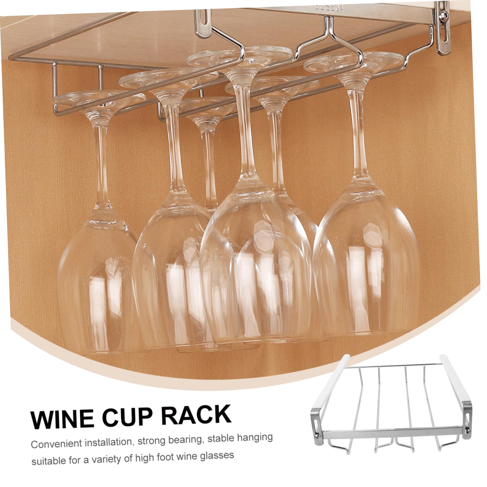 Alipis 1Pc Double Row Wine Glass Stand Stainless Steel Wine Glass Holder for Easy Installation Strong Load Bearing for Home Bar Use Silver