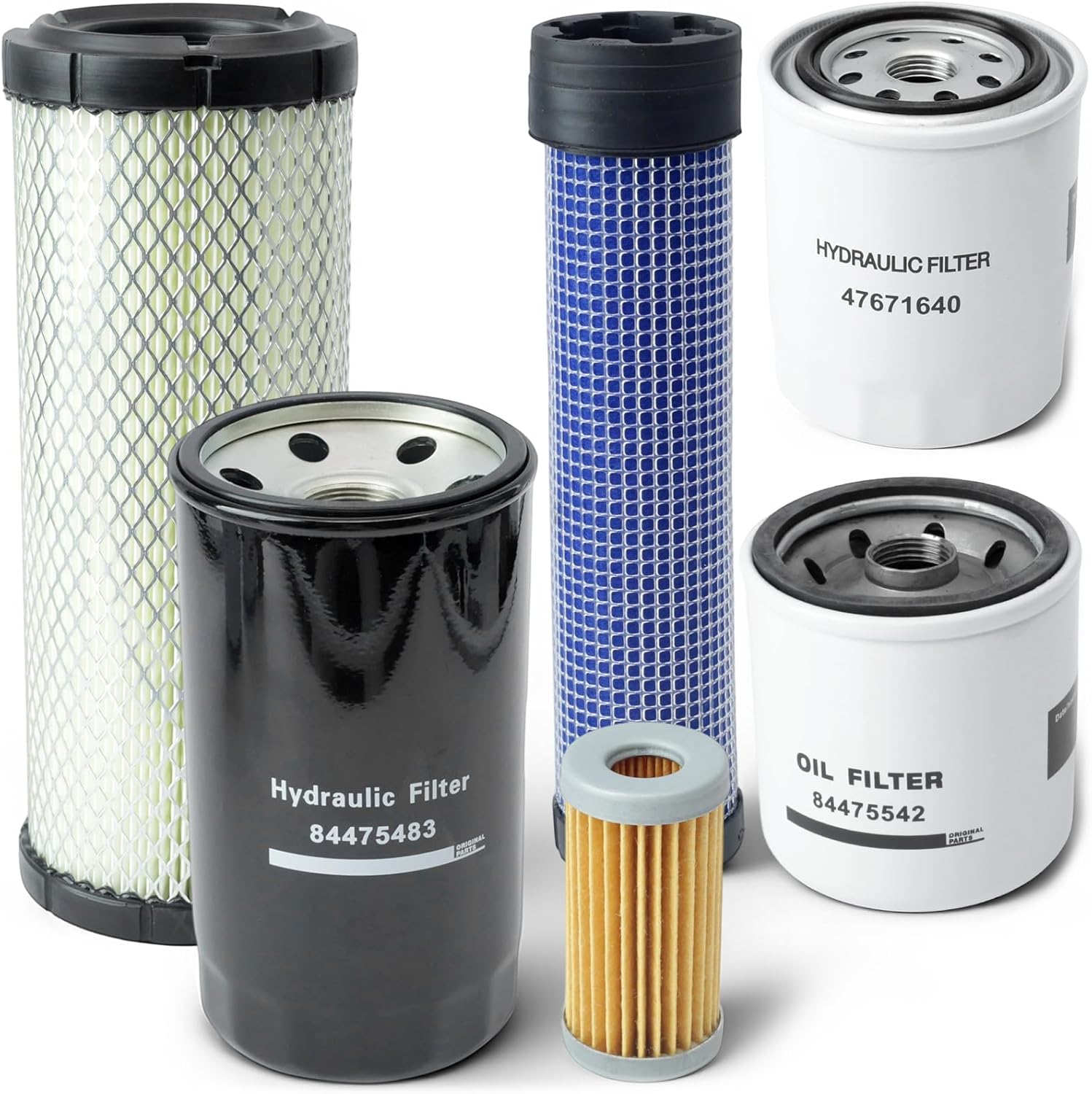 84475542 84475483 Filter Kit Compatible with New Holland Compact Tractors TC35A TC35D TC35DA TC40A TC40D TC40DA TC45A TC45DA, Replace 84539215 47797858 47671640 87682998