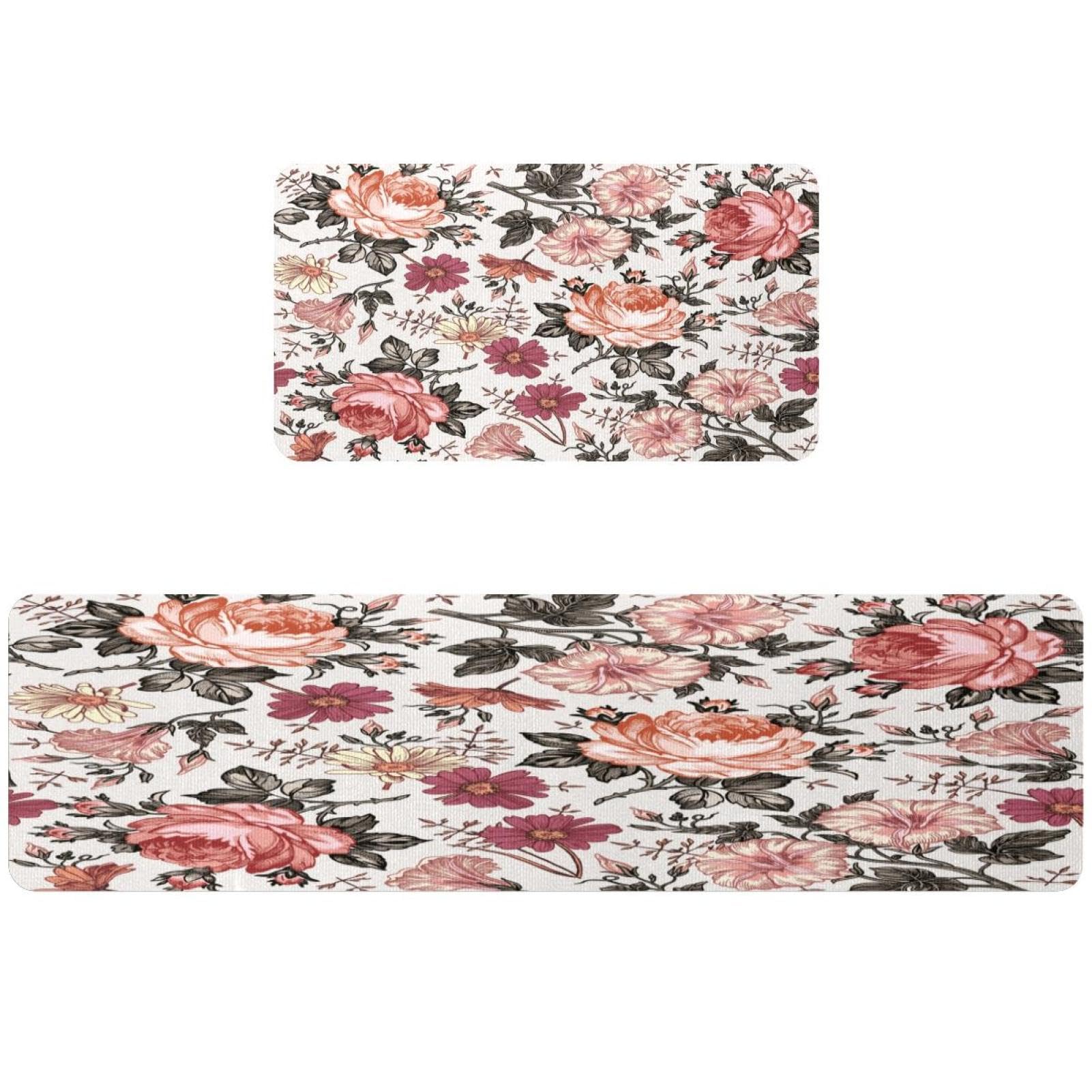 Tapetes de cocina de flores silvestres con base de seguridad lavable para el hogar