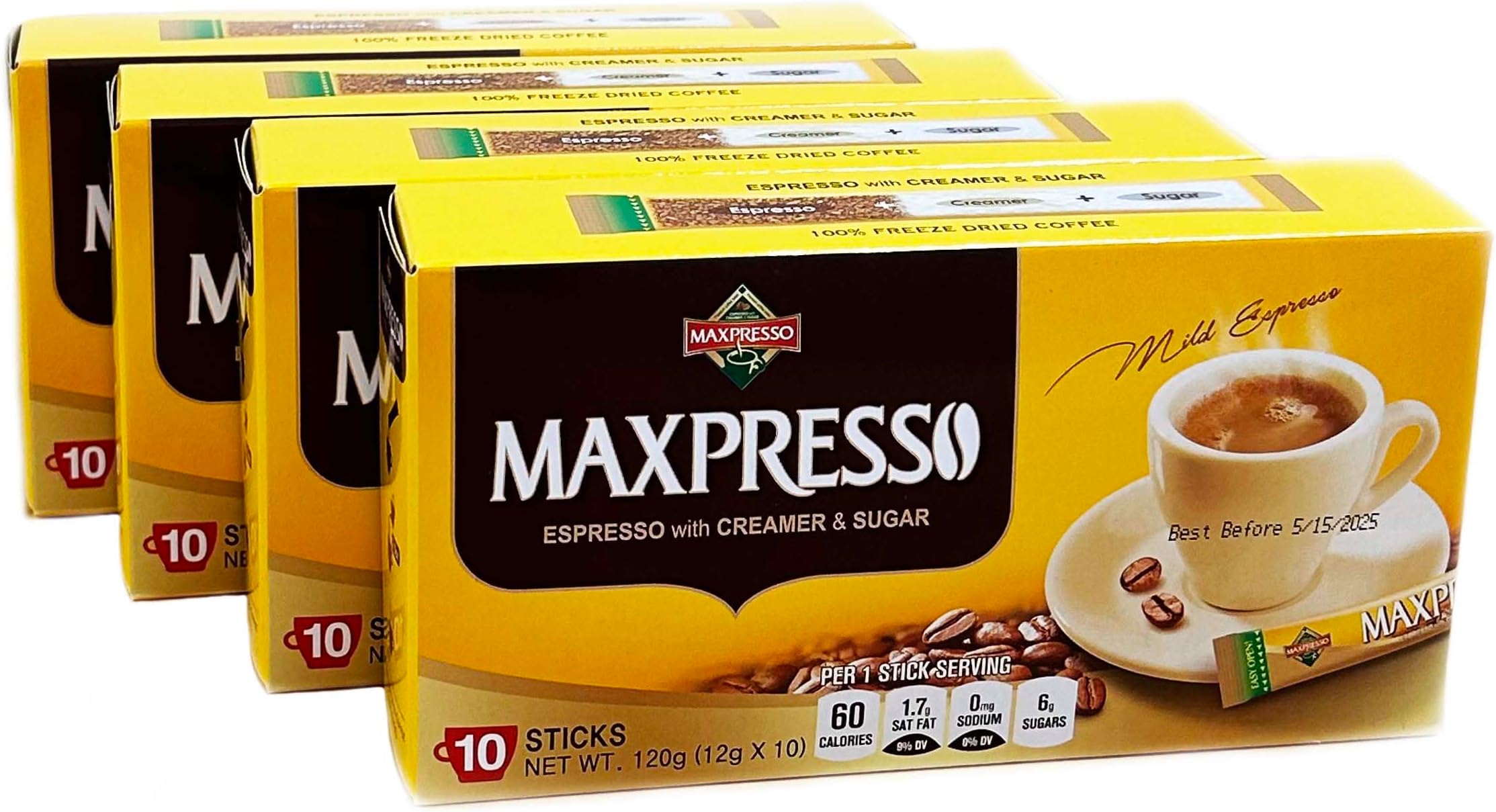 3 in 1 Korean Instant Coffee Mix - Single Serve Sticks 40 Packets with Creamer and Sugar Premium Hot or Iced Coffee Blend Rich Flavor