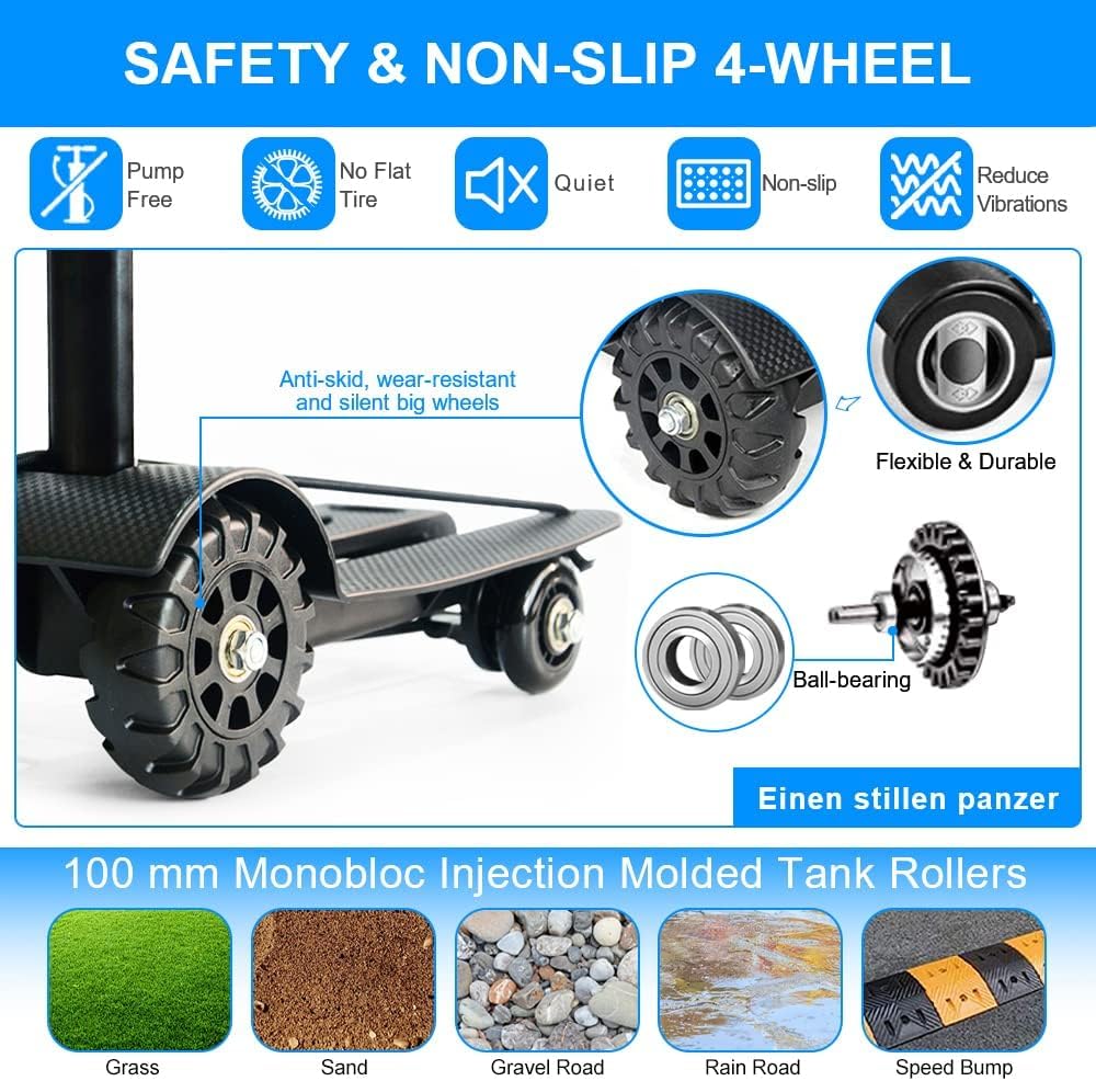 Carrello Pieghevole, 50 kg Carrello con Ruote Portatutto con 2 Corde Elastiche, Carrello Pieghevole per la Spesa e il Sollevamento di Carichi Pesanti
