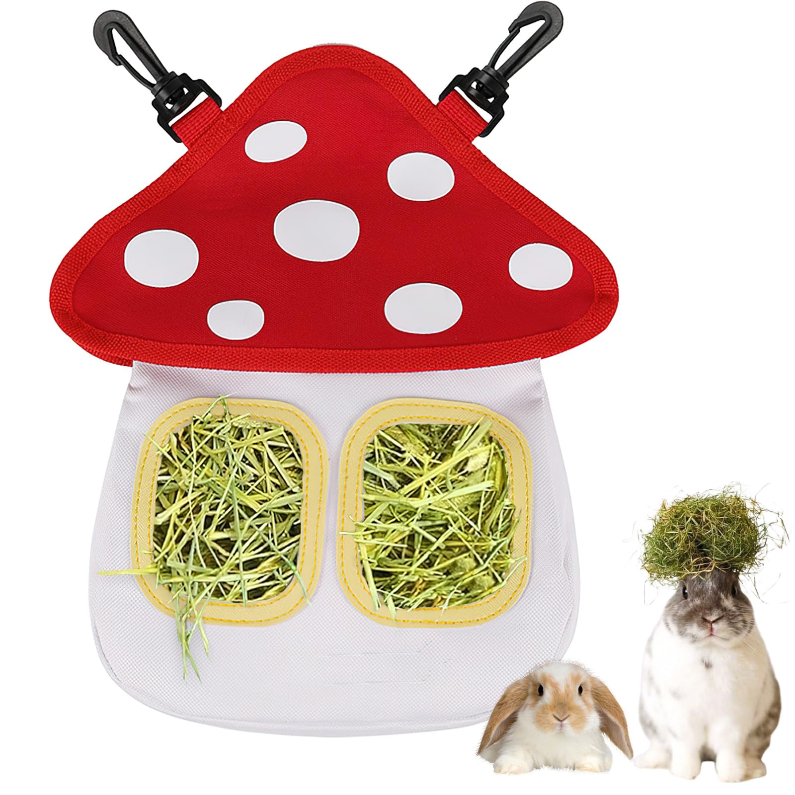 Râtelier à Foin Lapin, dellyy Sac Foin Lapin avec 2 Poutres, Mangeoire Cochon d'Inde, Foin Cochon d'Inde pour Hamster Chinchilla (Blanc, M)