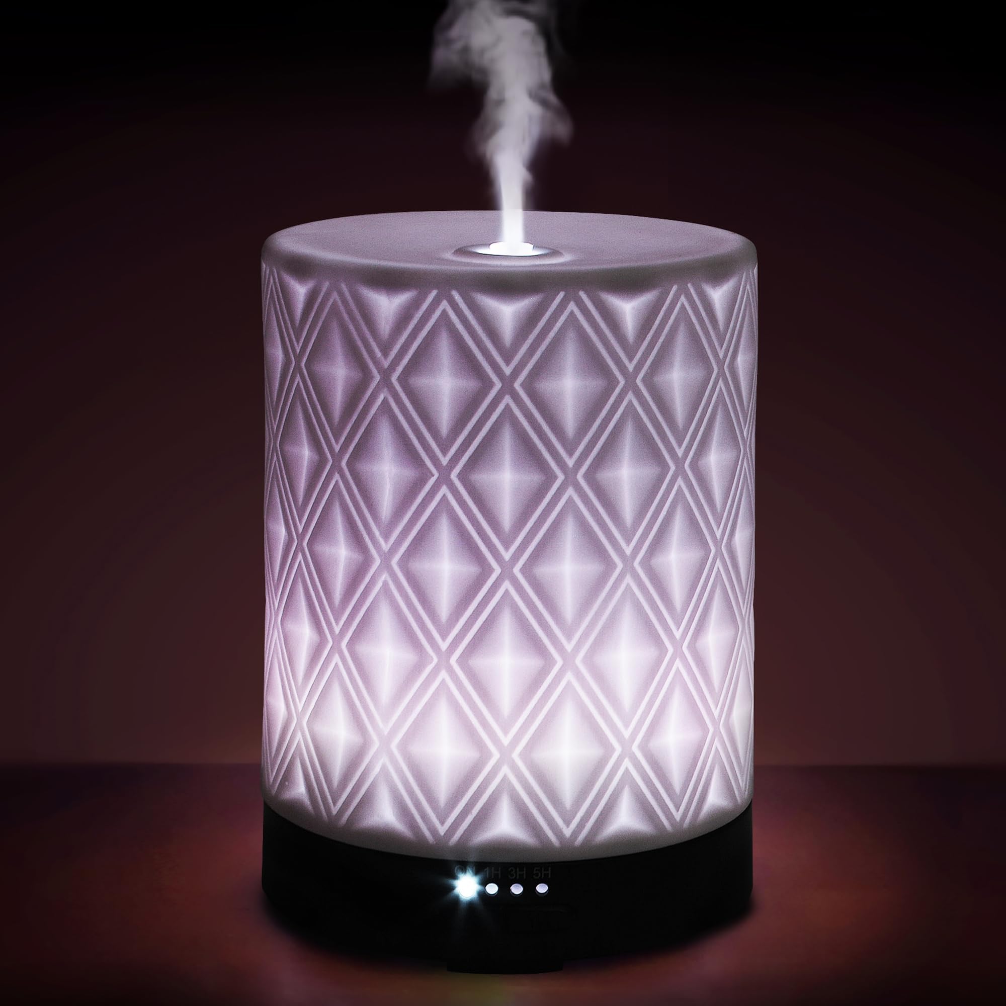 Earnest Living Essential Oil Diffuser White Ceramic Diffuser 250ml Timers Night Lights and Auto Off Function Home Office Aromatherapy Diffusers for Essential Oils