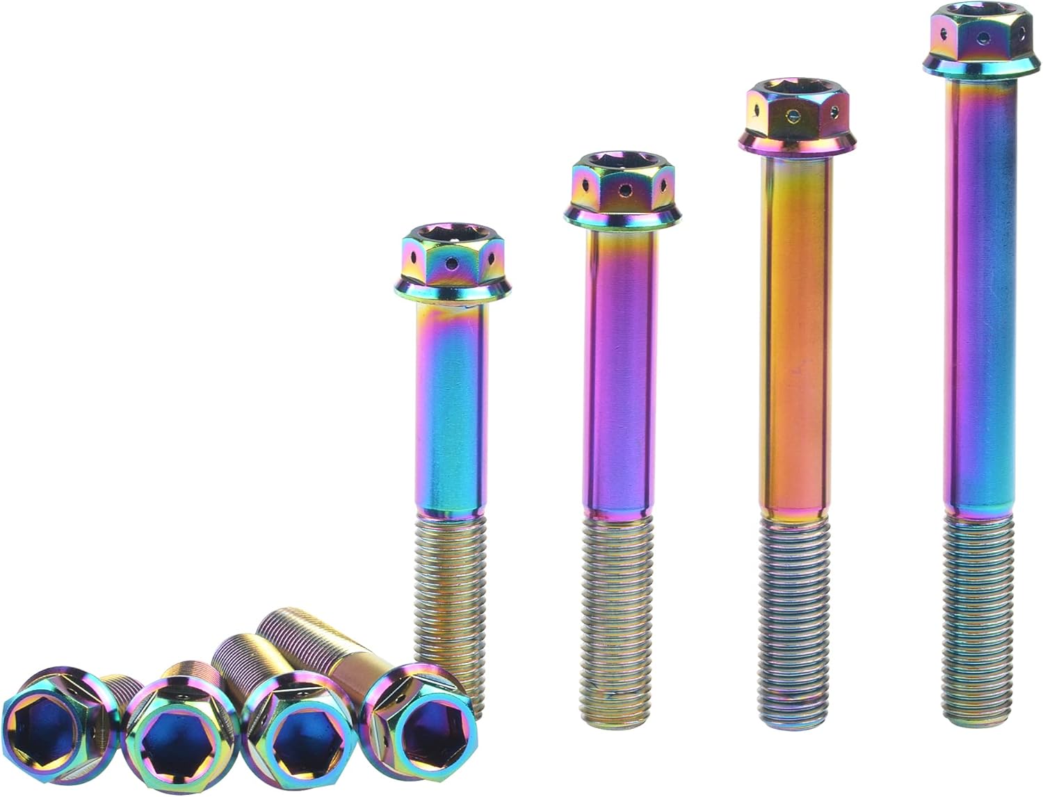 5PCS Titanium Bolt M10 X 20 25 30 35 40 45 50 55 60 65 70 75 80 85 90mm Flan Hex Head Screw for Refitted (Color: Titanium, Thread Diameter: M10 1.5 Pitch, Length: 30mm)