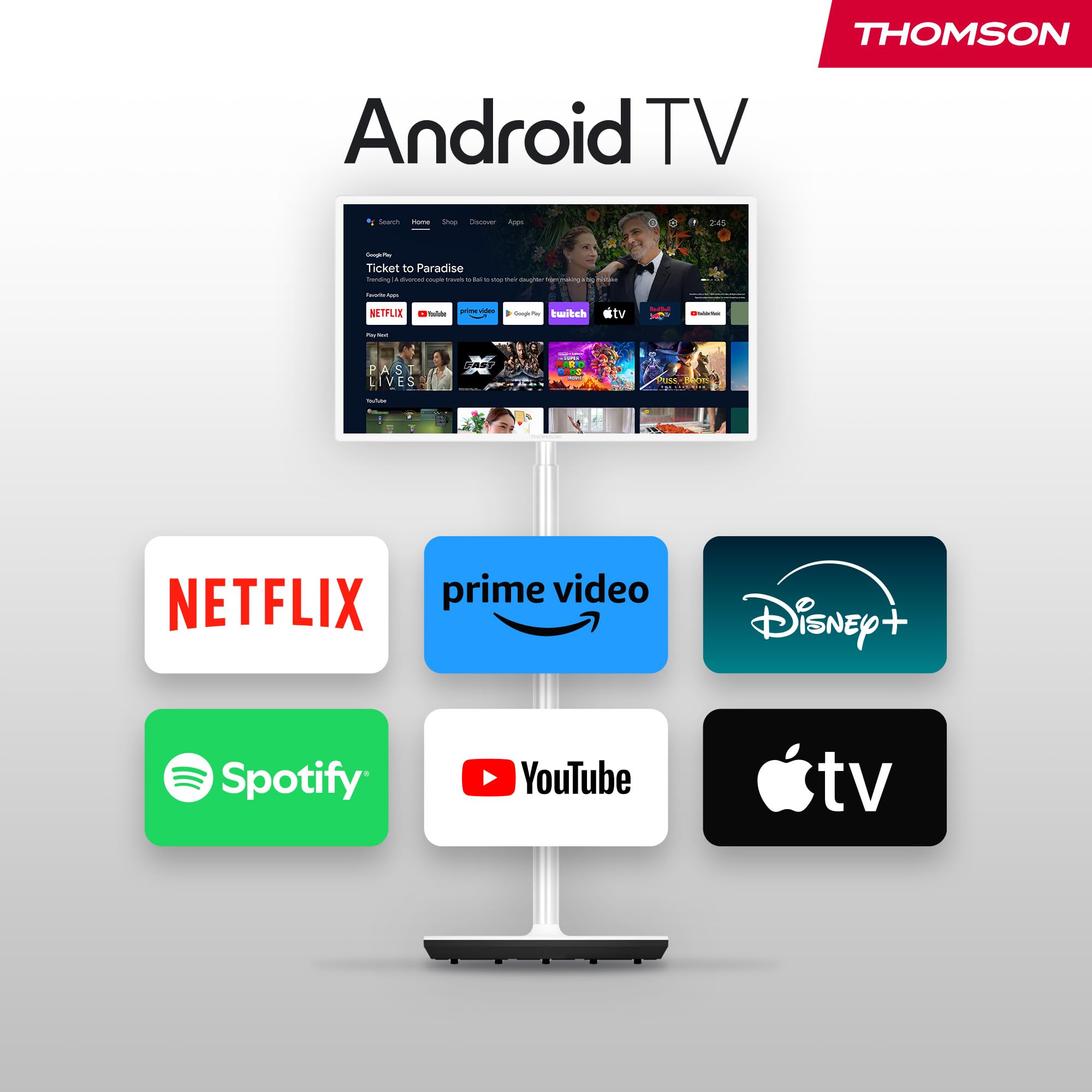 THOMSON 32 Pulgadas (81 cm) Go TV, Televisor Android Portátil – HD Ready (1366x768), Control por Voz, Bluetooth 5.1, Wi-Fi, Función de Punto de Acceso, hasta 4 Horas de Autonomía - 32HA4M44