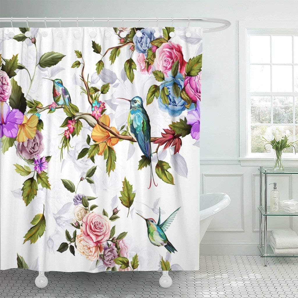 Shower Curtains With Birds And Flowers Farmhouse Bird And Flower