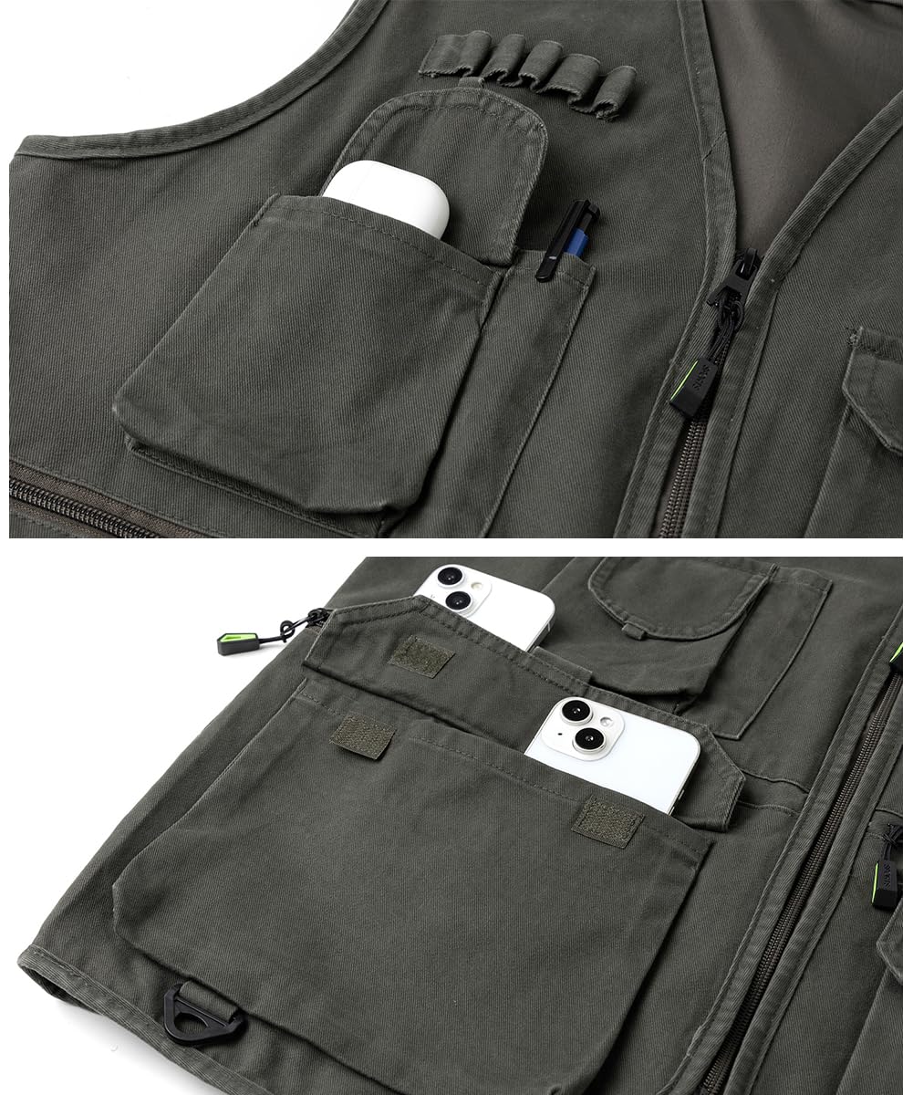 Gilet de Plein Air Multi-Poches Homme Léger Sans Manches Durable pour Camping Randonnée Photographie