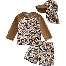 Baby Boy Swimsuit Short Sleeve Rashguard Tops Boy Swim Trunk Hat