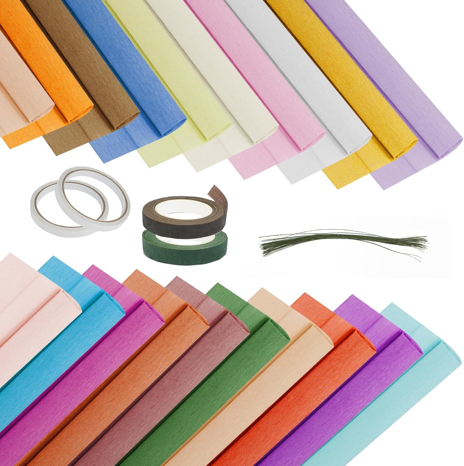 UCEHIPAW 20 Rolls Crepe Paper Roll 20 Inch 8 Feet Wide Crepe Paper Streamer 18 Colors 70g DIY Flower Paper for Festival Decoration Birthday Parties Weddings