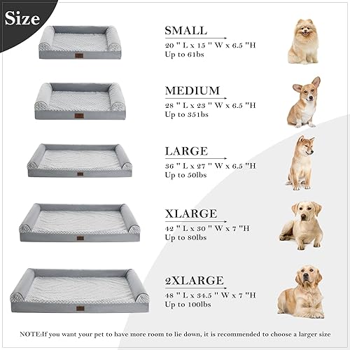Miniatura 4 de WNPETHOME Camas ortopédicas para perros grandes, cama grande de espuma viscoelástica impermeable para perros con lados, parte inferior