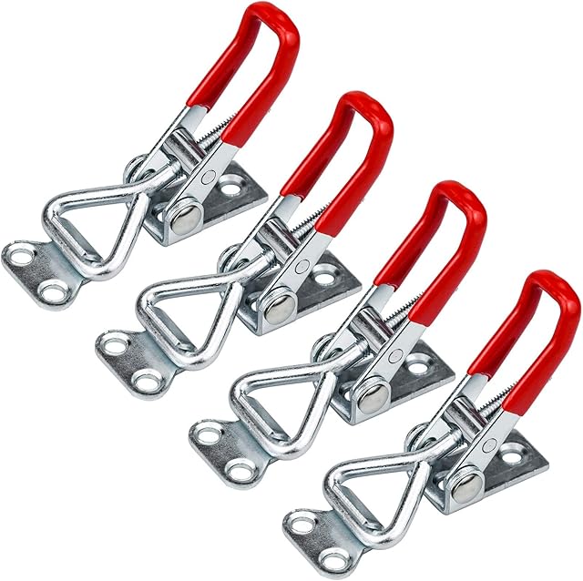 4 Pcs Toggle Clamp Latch, 100KG Adjustable Toggle Latch, Quick Release Toggle Catch Latch for Tool Boxes Trunk Cases - Galvanized Iron, Small Size