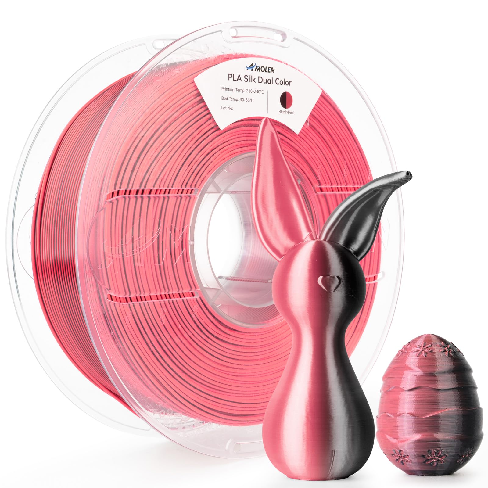 Silk PLA 3D Printer Filament, Dual Color Pink Black PLA 1.75mm, Shiny Color Change Filament 3D Printing PLA Filament for Most FDM 3D Printer, 1kg Spool(2.2lbs)