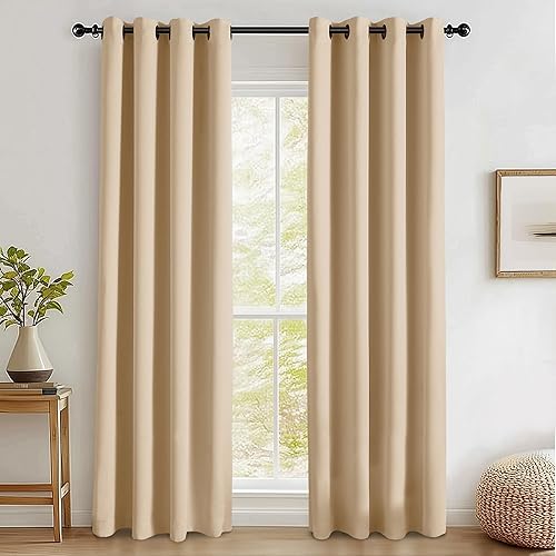 Rose Home Fashion RHF - Cortina opaca con aislamiento térmico, ojales en la parte superior de bronce antiguo para dormitorio, 52 pulgadas de ancho x
