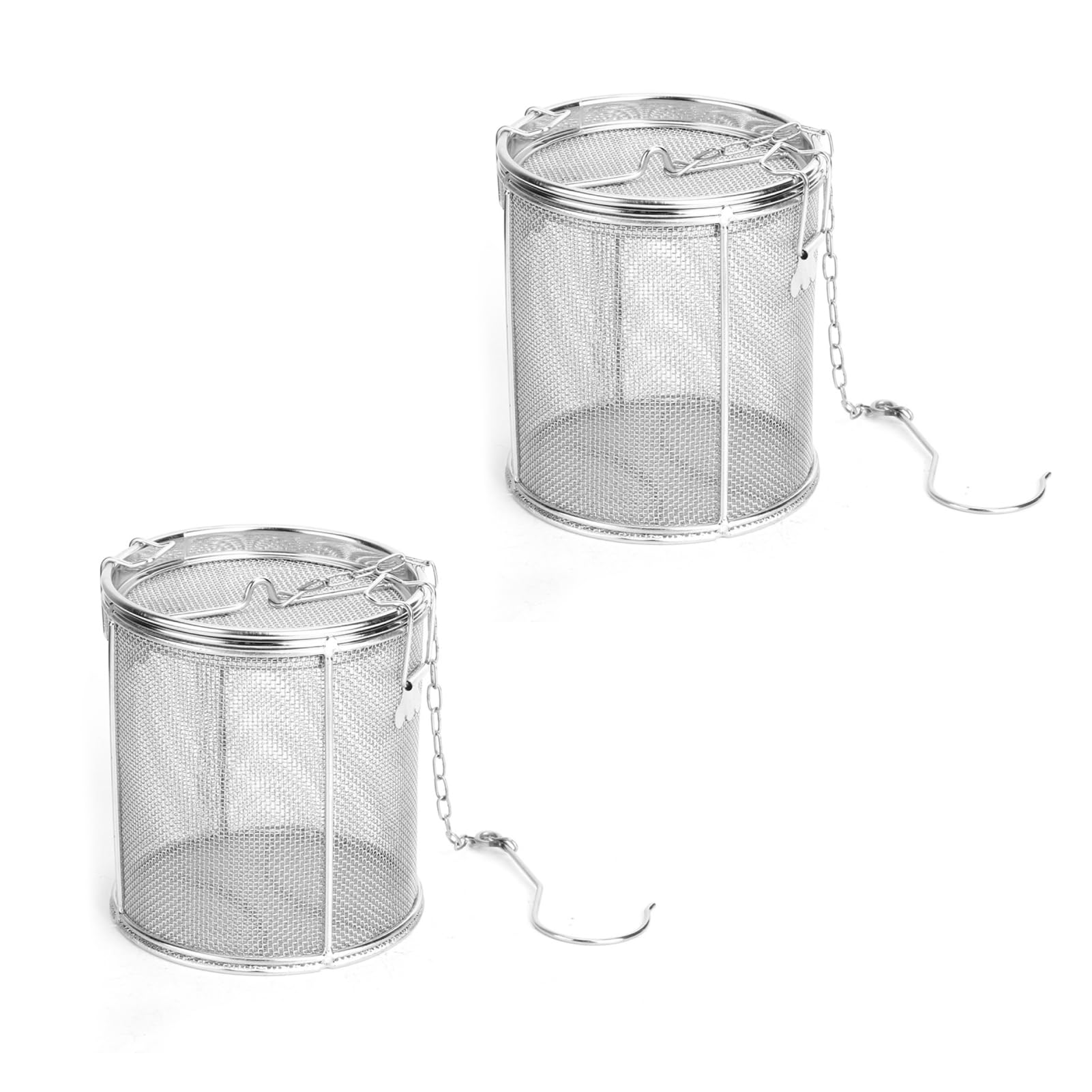 2 infusores de té, colador de bolas de té de acero inoxidable, sopa, té de hojas sueltas, más empinado con gancho de cadena larga, cesta de separación de condimentos, colador de (12 x 13 cm)