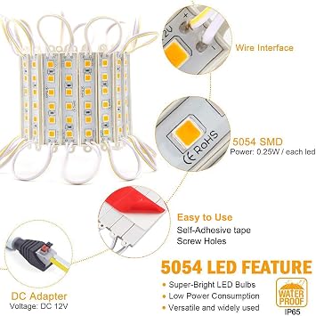 EAGWELL 40FT Storefront Lights 4 Sets 5054 LED Module Light Warm White