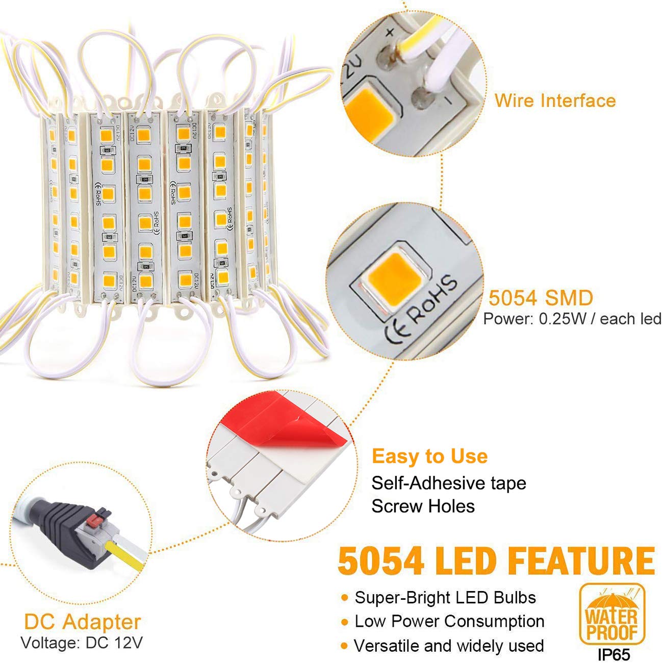 EAGWELL Storefront Lights Upgraded 40 Ft 80 Pieces Store Window LED Lights Warm White 4 Sets 5054 LED Module Light Storefront Lights for Business Store Light Advertising Signs