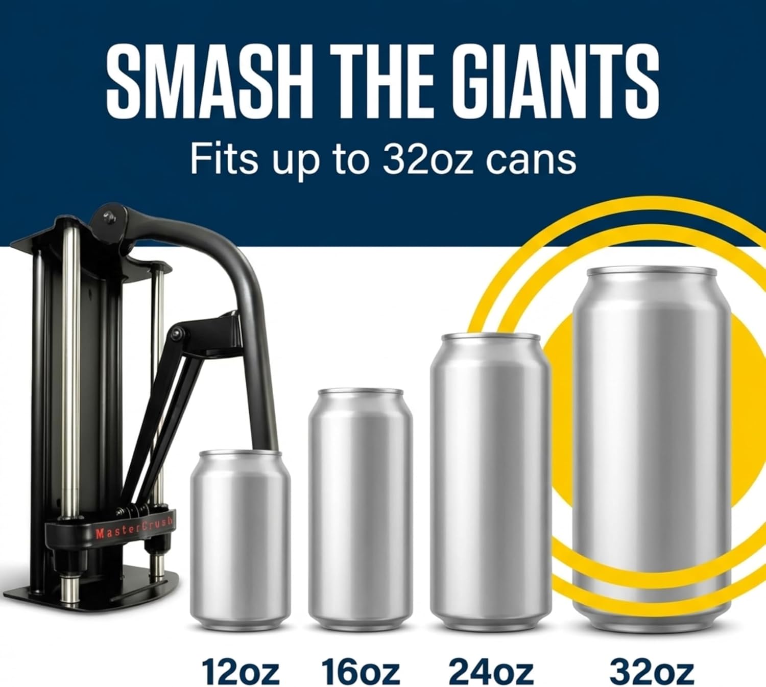 Wall Mounted Aluminum Can Crusher Heavy Duty – Tin and Plastic Bottle Smasher for Recycling (12oz/16oz/24oz/32oz)