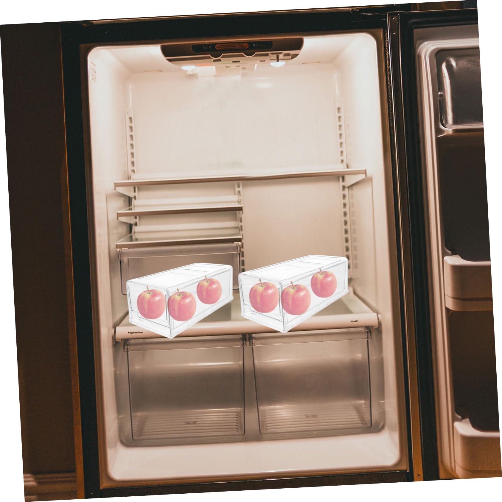 Stapelbare Kühlschrank Organizer mit Schublade Praktische Aufbewahrungsbox für Gemüse Obst und Lebensmittel Transparente Kühlschrankbox für Ordentliche Aufbewahrung