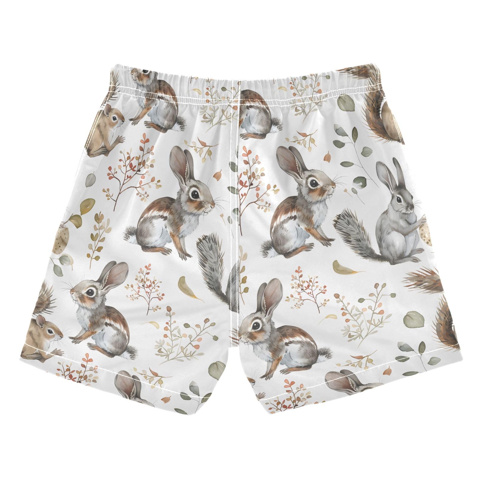 ALAZA Watercolor Gray Rabbit Boys Quick Dry Beach Board Shorts Kids Swim Trunks Bathing Suit Swimsuit 5T