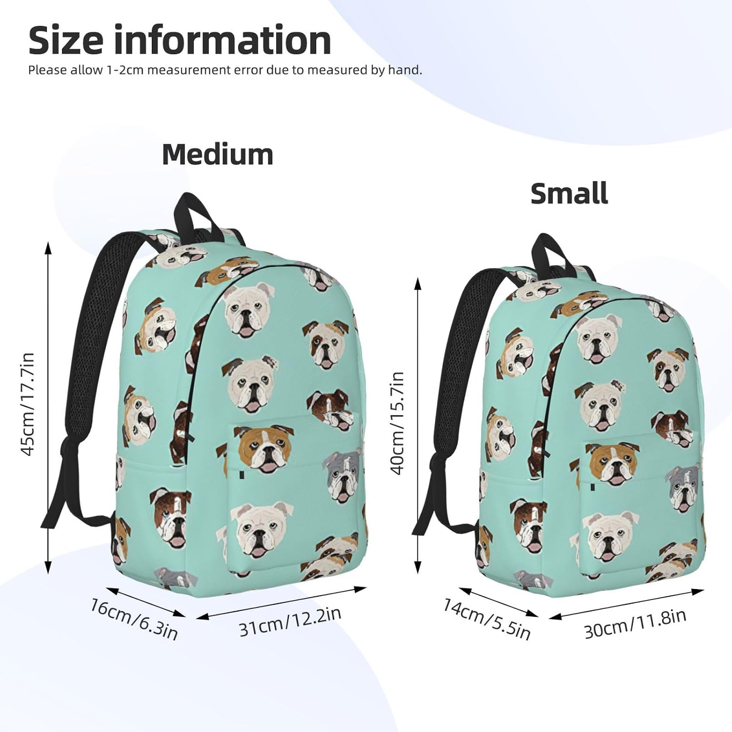 English Bulldog Faces Print Versatile Backpack Travel Backpack, Laptop Holder - Casual Daypack 15 In Laptops