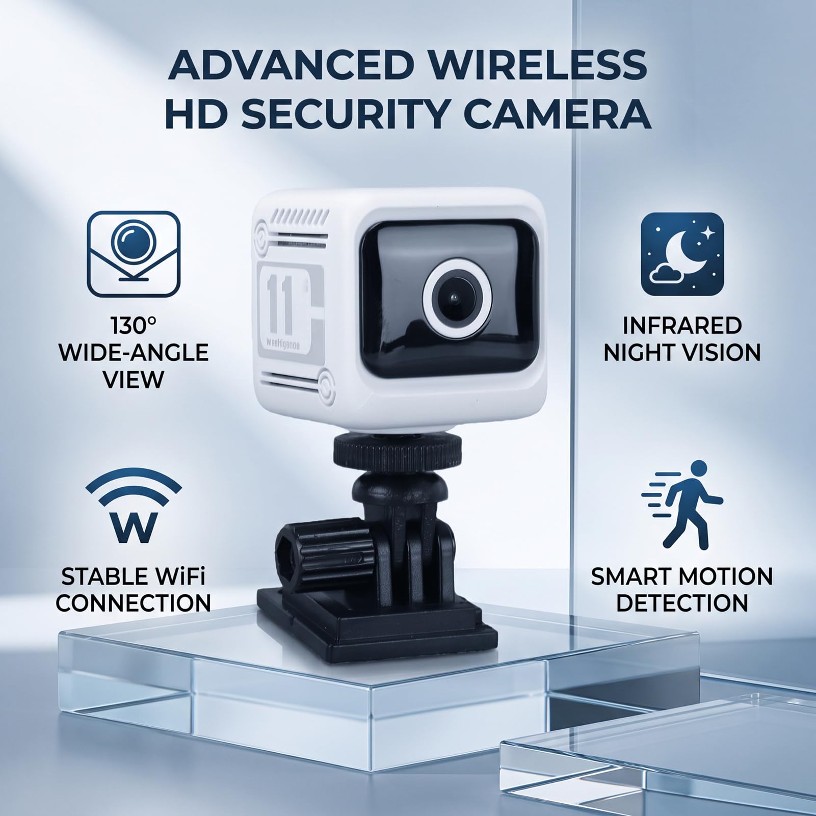 Dpofirs Telecamera di Sicurezza Interna (WHITE) | 1080P HD con APP di Rilevamento del Movimento WiFi da 2,4 GHz Visione Notturna Grandangolare a 130° Remota per il