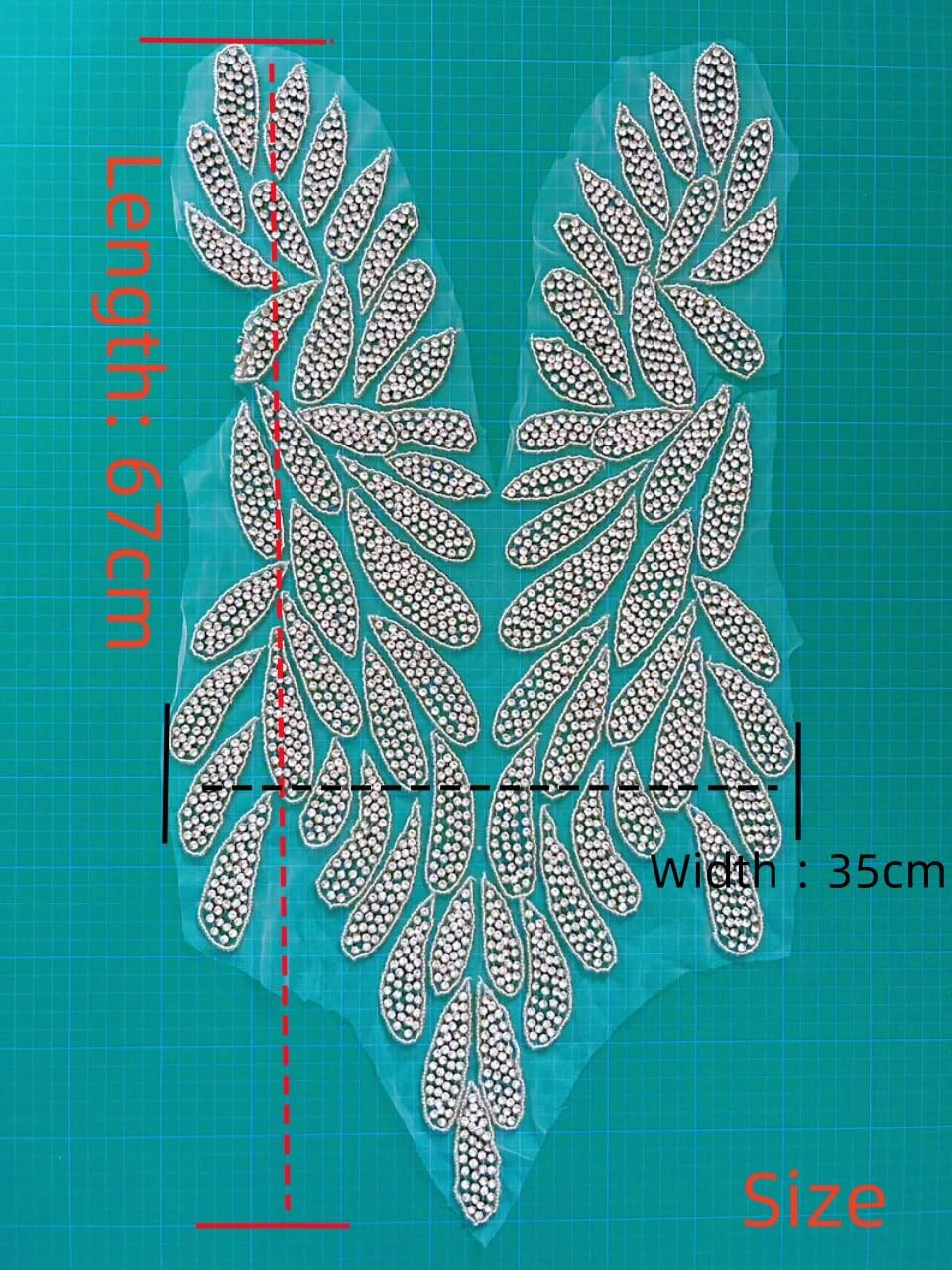 Hand Made Manual Sewing Patches Applique,Big Decorations with Glass Rhinestones Crystals Sew on for Wedding Prom Evening Clothes Gowns