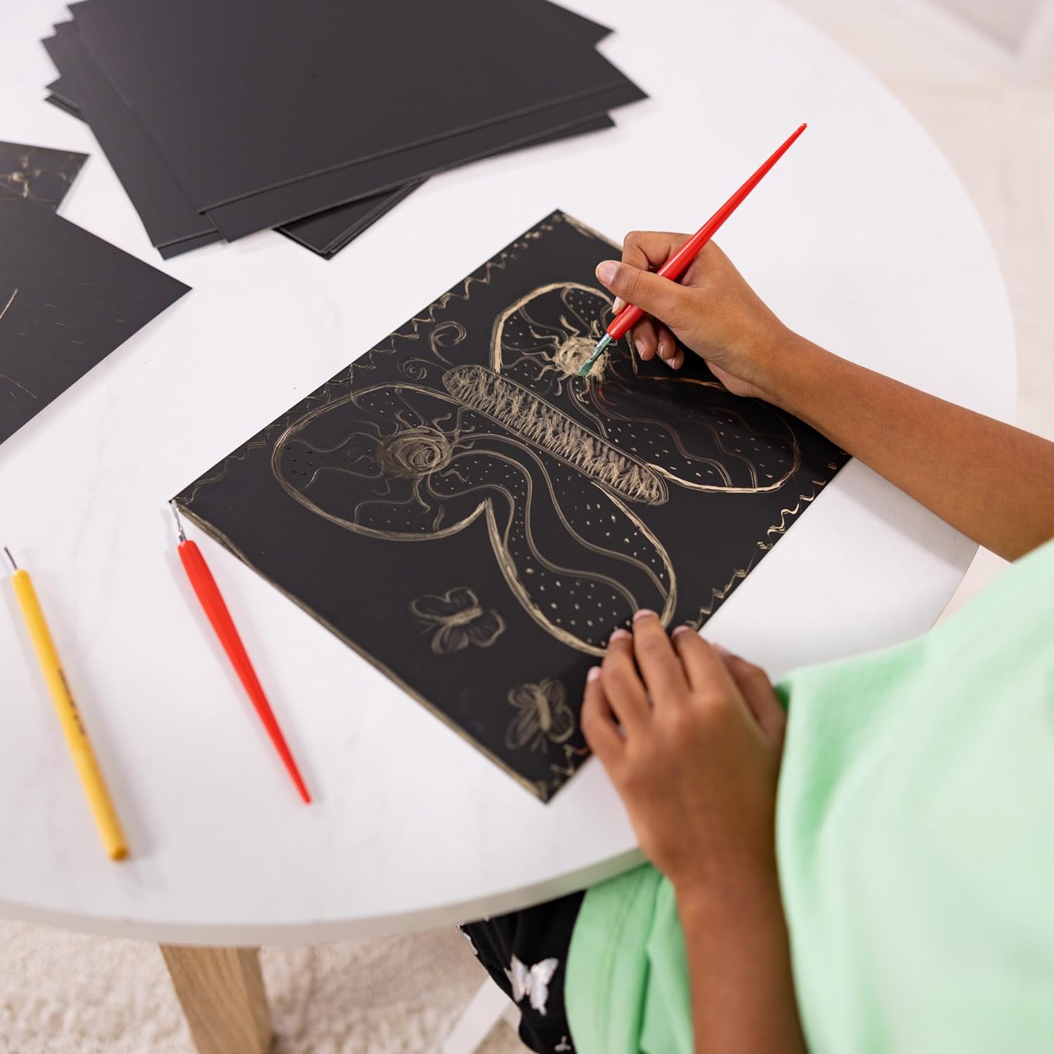 Melissa & Doug Scratch Art Scratchboard - 50-Pack, Shimmering Gold on Black Background