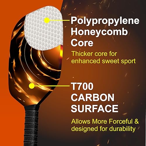 Miniatura 4 de KASACA Paleta de pickleball grafito T700 con superficie de carbono de fibra de pickleball palas de fibra de carbono Palas de pickleball aprobadas