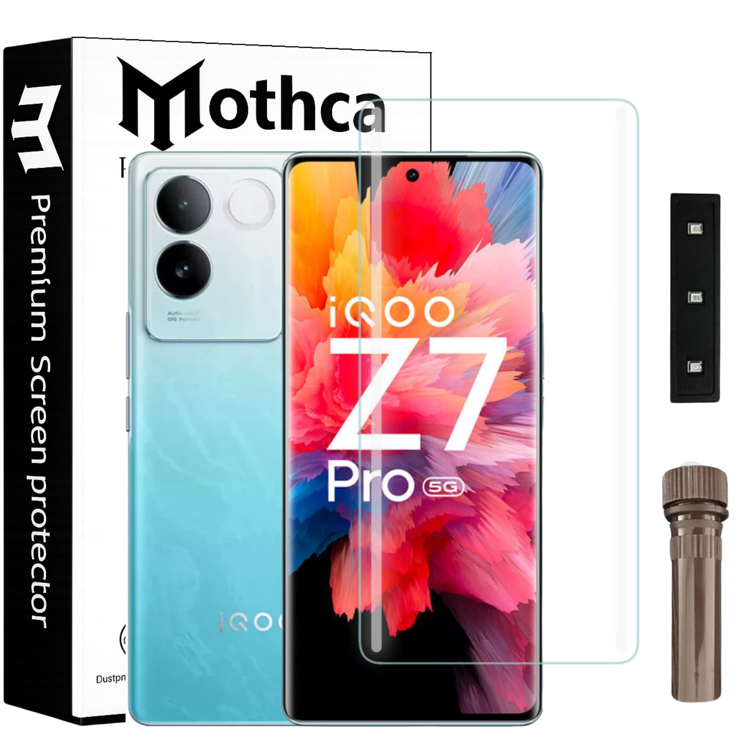 Mothca Premium Curved UV Tempered Glass Screen Protector for iQOO Z7 Pro | HD Clear | Full Screen Coverage (Pack of 1)-image-47