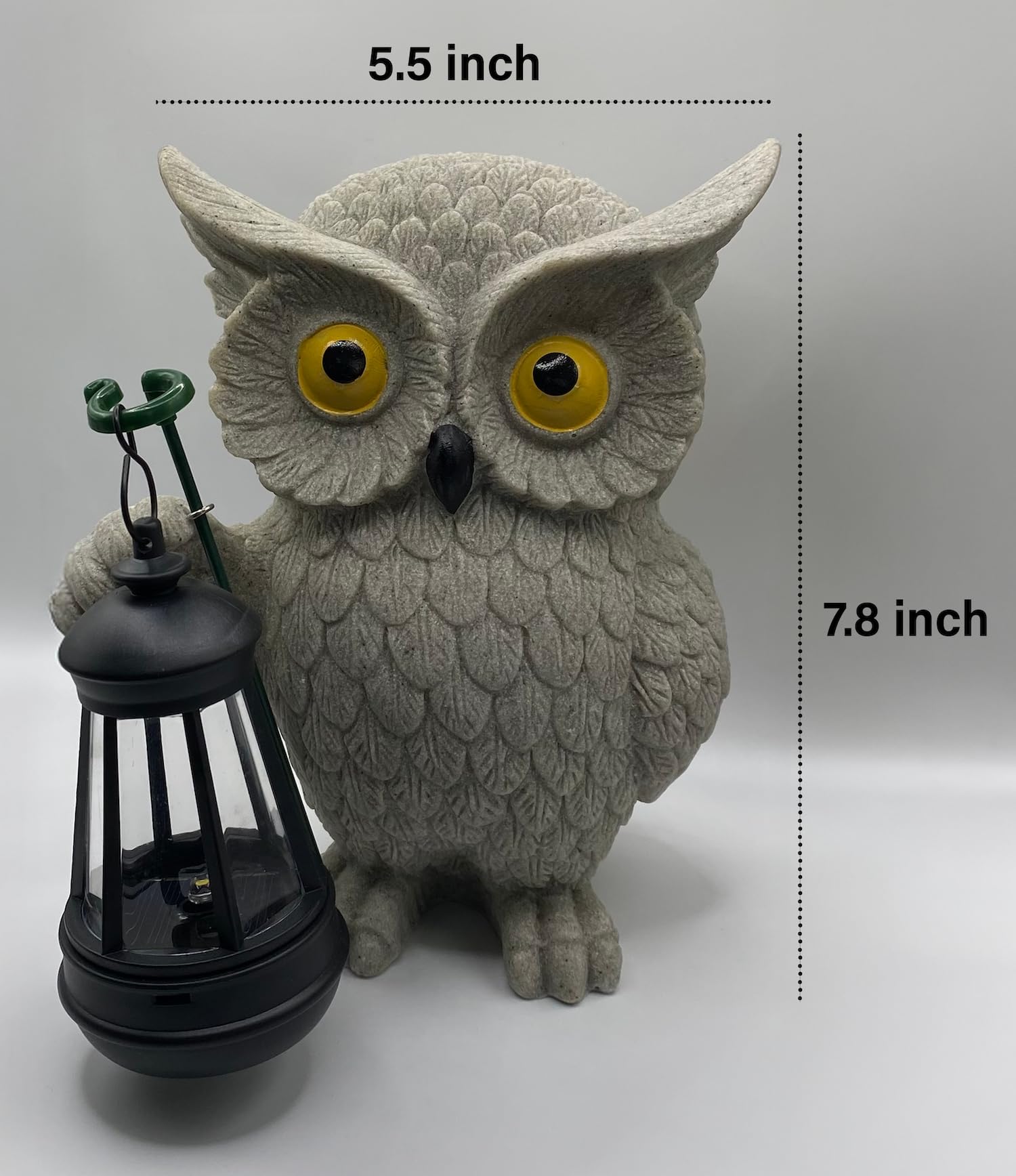 Solarna statua sowy, 19,8 x 14 cm, figurka ogrodowa z latarnią LED, dekoracja na podwórko, taras, werandę, trawnik lub stół, wyjątkowy prezent ogrodowy