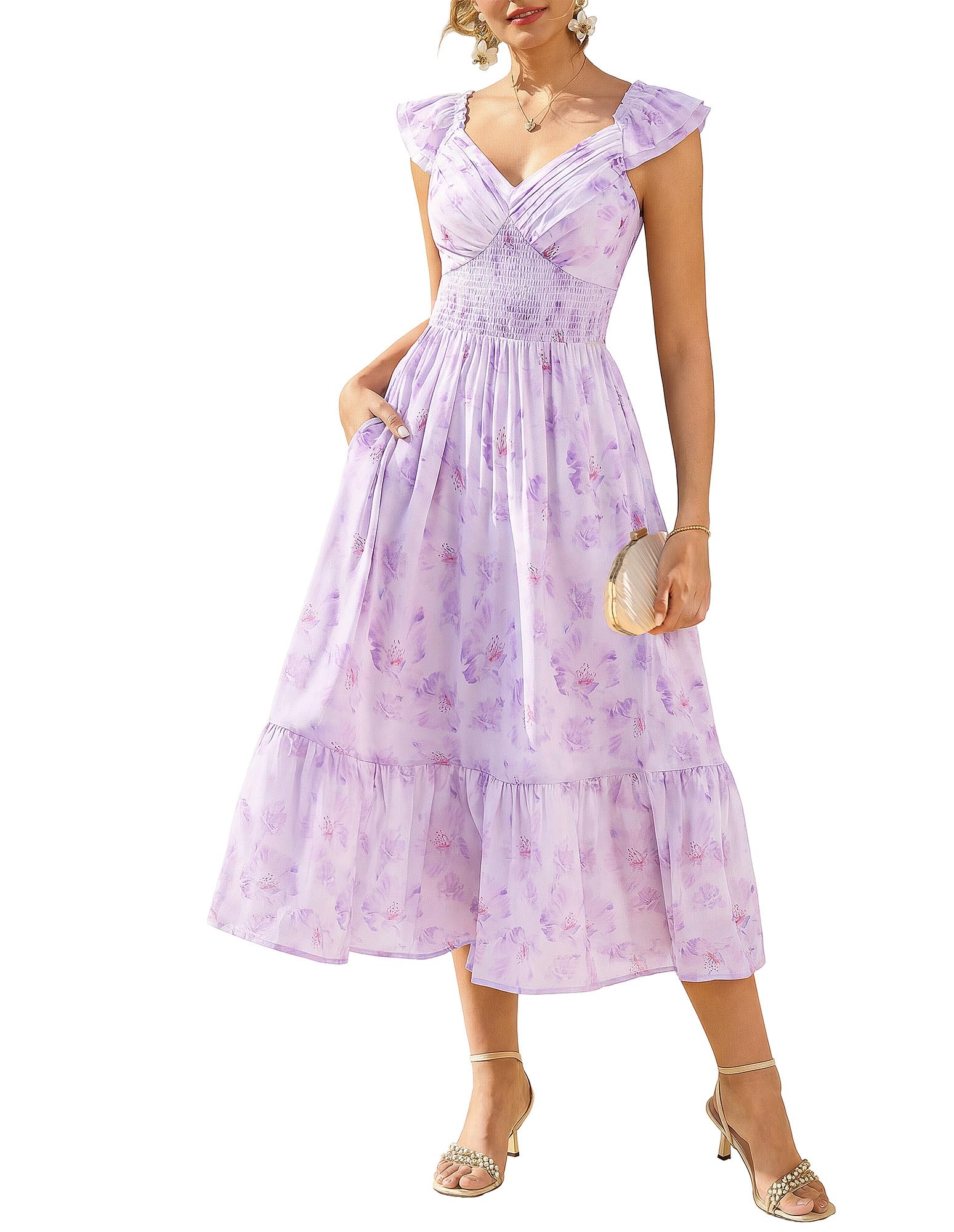 GRACE KARIN Women's Summer Floral Maxi Wedding Guest Dresses
