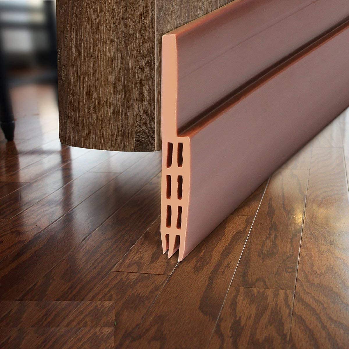 Delzon 1 Meter Under Door Sweep Weather Stripping Bottom Seal Strip Draft Stopper Waterproof, Windproof - Brown Color