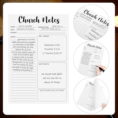 Miniatura 3 de Cuaderno de notas de iglesia de 5.5 x 8.5 pulgadas, diario de sermón extraíble, bloc de notas adhesivas cristianas, autoadhesivos, bloc de notas