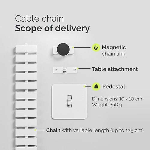 Miniatura 6 de VALU Lomo de gestión de cables, organizador de cables de 49 pulgadas para escritorios fijos y de pie, resistente y flexible, con enlace magnético,