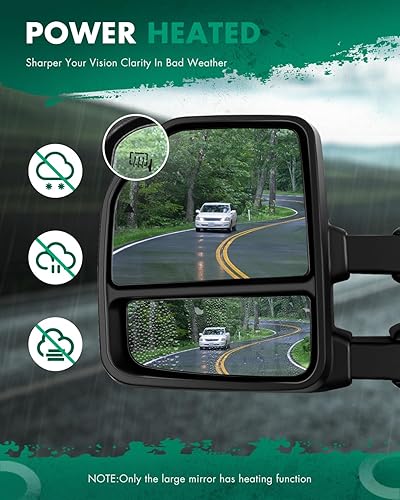 Miniatura 6 de SCITOO Espejos de remolque compatibles con Ford 2017-2019 para Ford para F250 F350 F450 F550 Super Duty Pickup Truck Espejos de potencia calentada