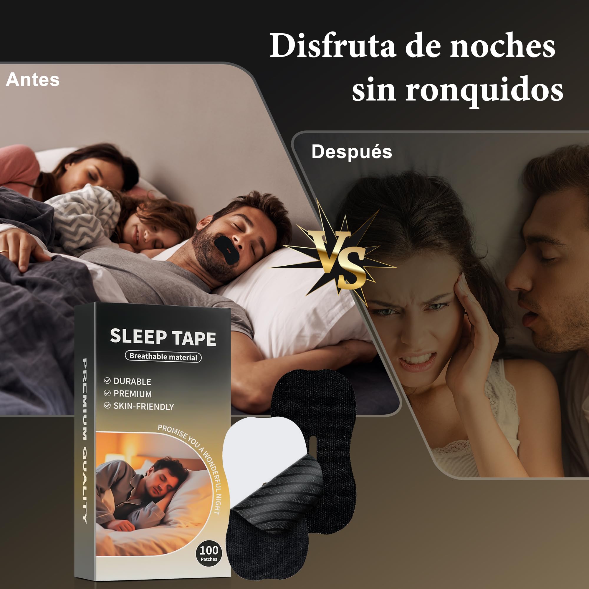 Cinta Bucal para Dormir 100 Piezas, Anti Ronquidos Tiras Bucales Antirronquidos, Mouth Tape for Sleeping, Desarrolla el Hábito de la Respiración Nasal - 5