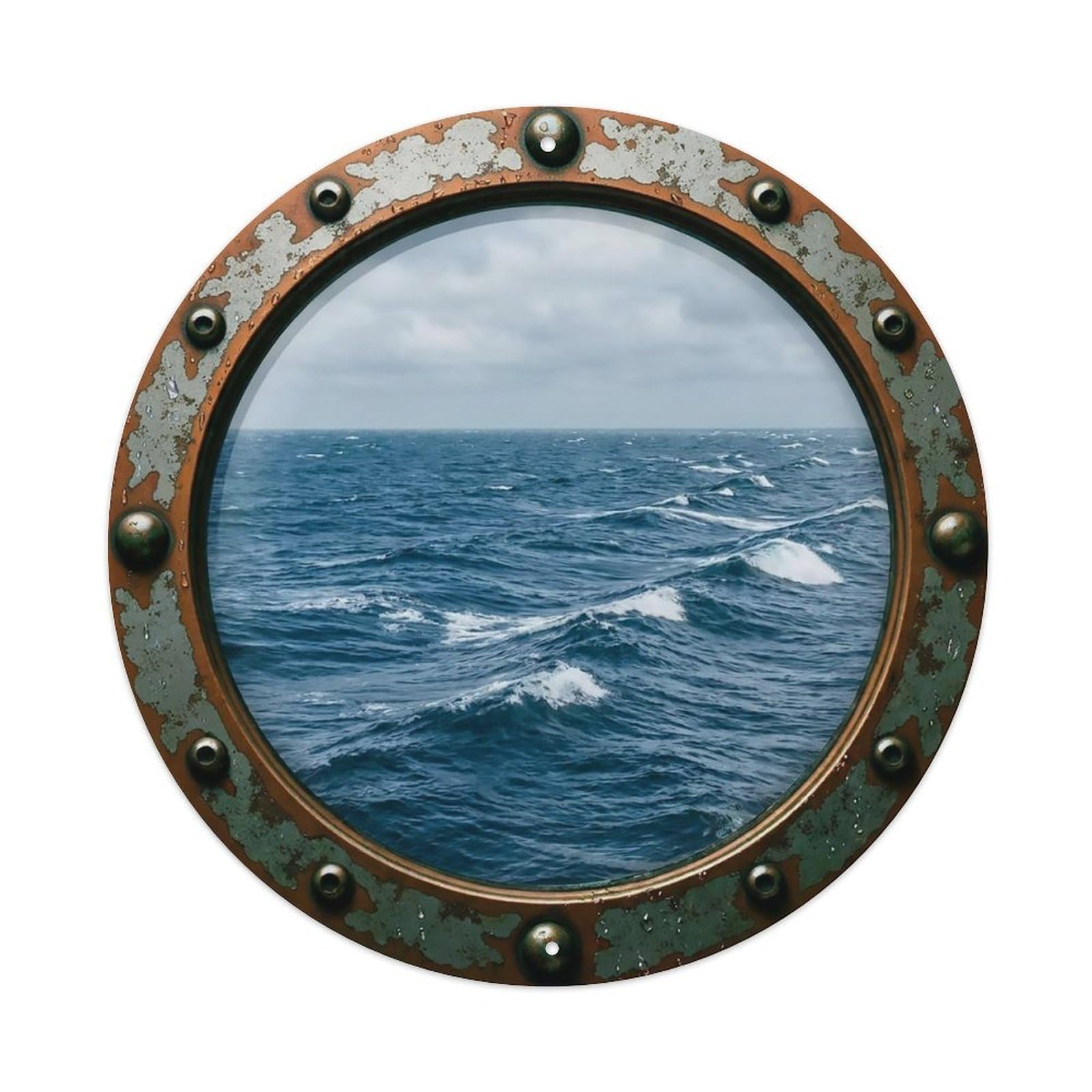 Vintage Porthole Rhythmic Swells Nautical Window View Metal Tin Sign