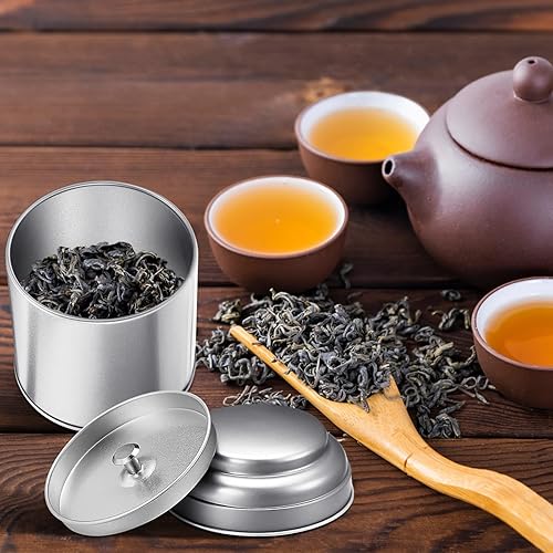 Miniatura 6 de Meanplan 12 recipientes de té con tapa doble hermética, caja redonda de lata de 8 onzas, recipiente pequeño de té de cocina, recipientes de