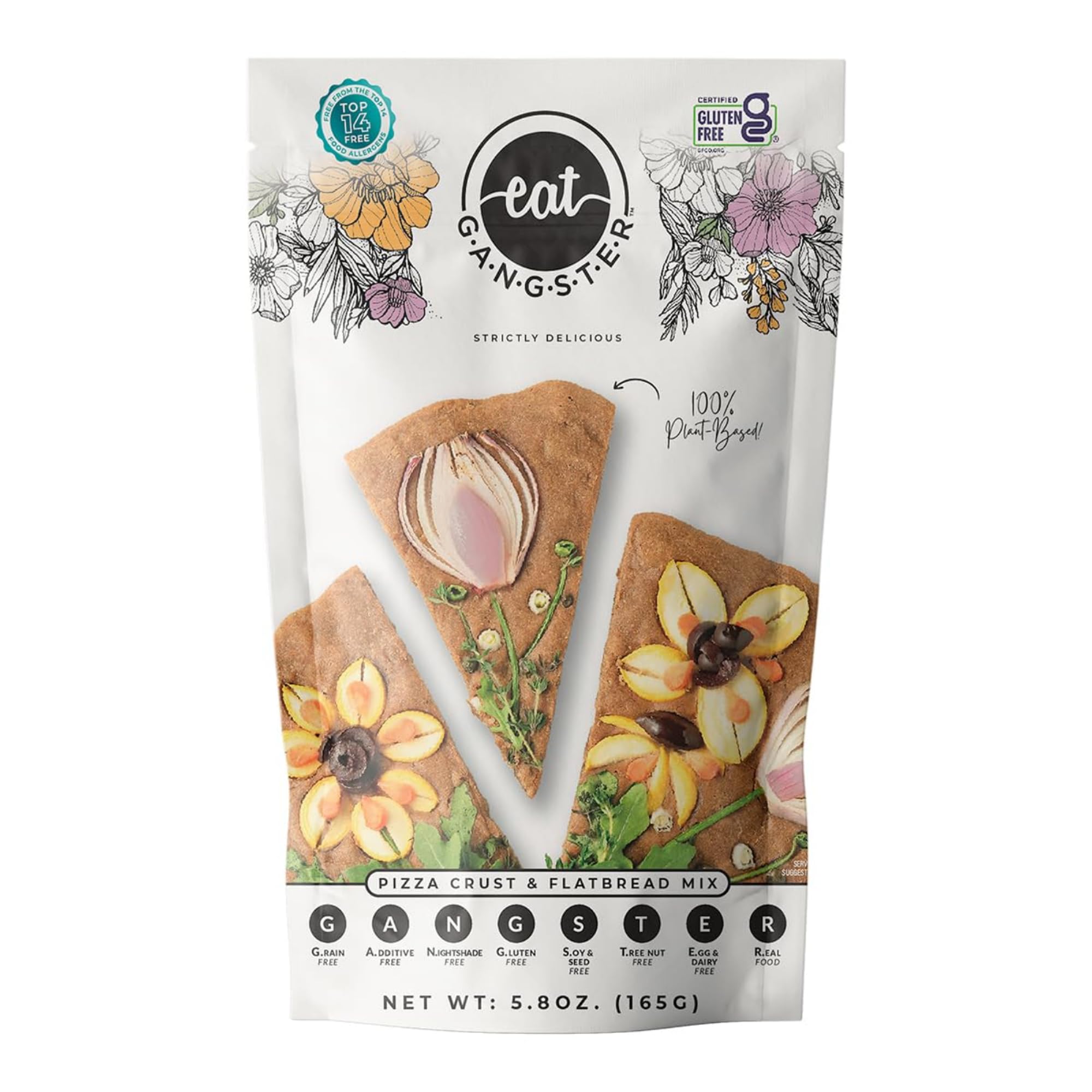 eat G.A.N.G.S.T.E.R. Vegan Pizza Crust & Flatbread Mix, Allergy-Friendly Baking Mix, Grain-Free, No Dairy, Nuts, Gluten, Dairy, For Paleo & AIP Diets,