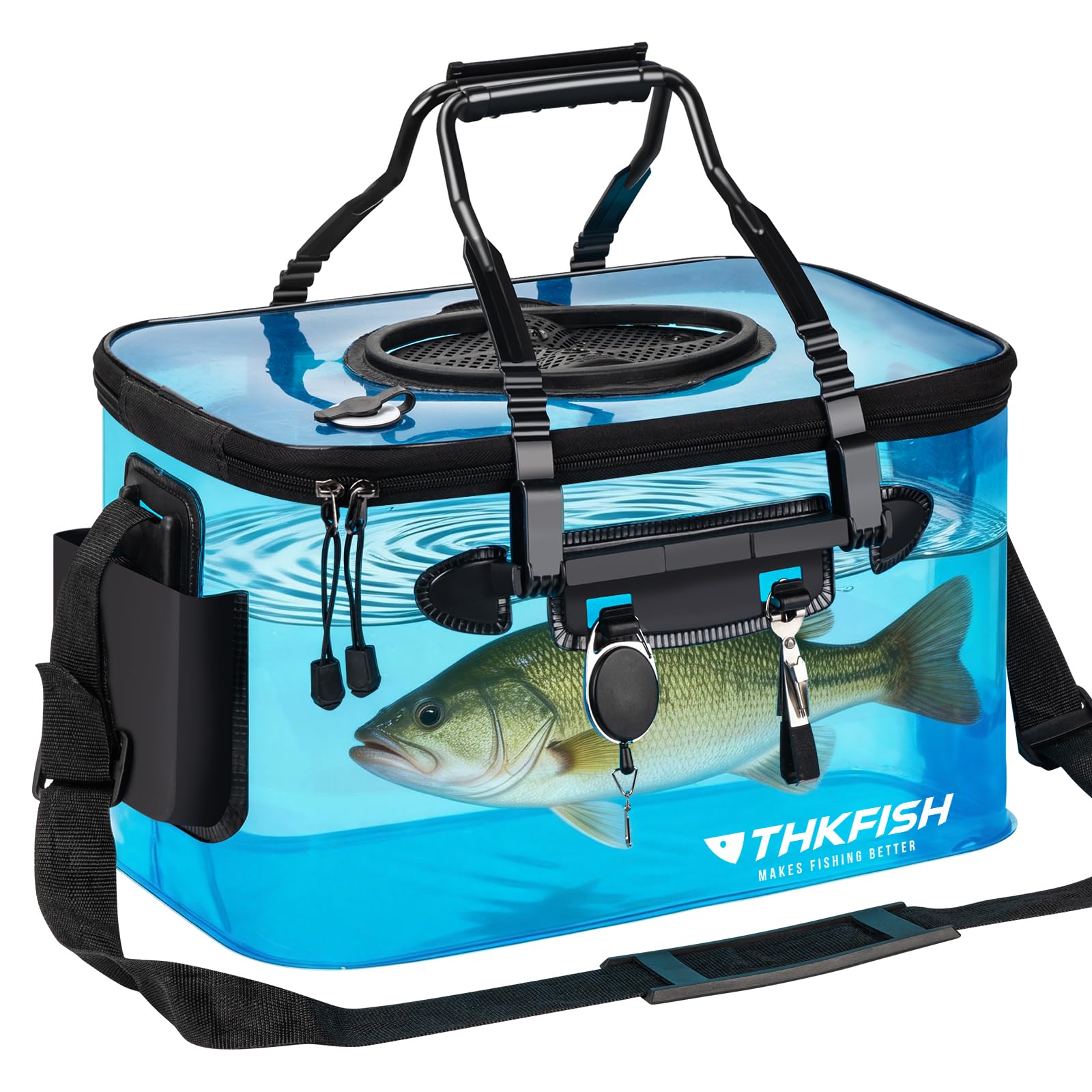 Contenedor de peces vivos cubo de pesca plegable transparente multifuncional 6