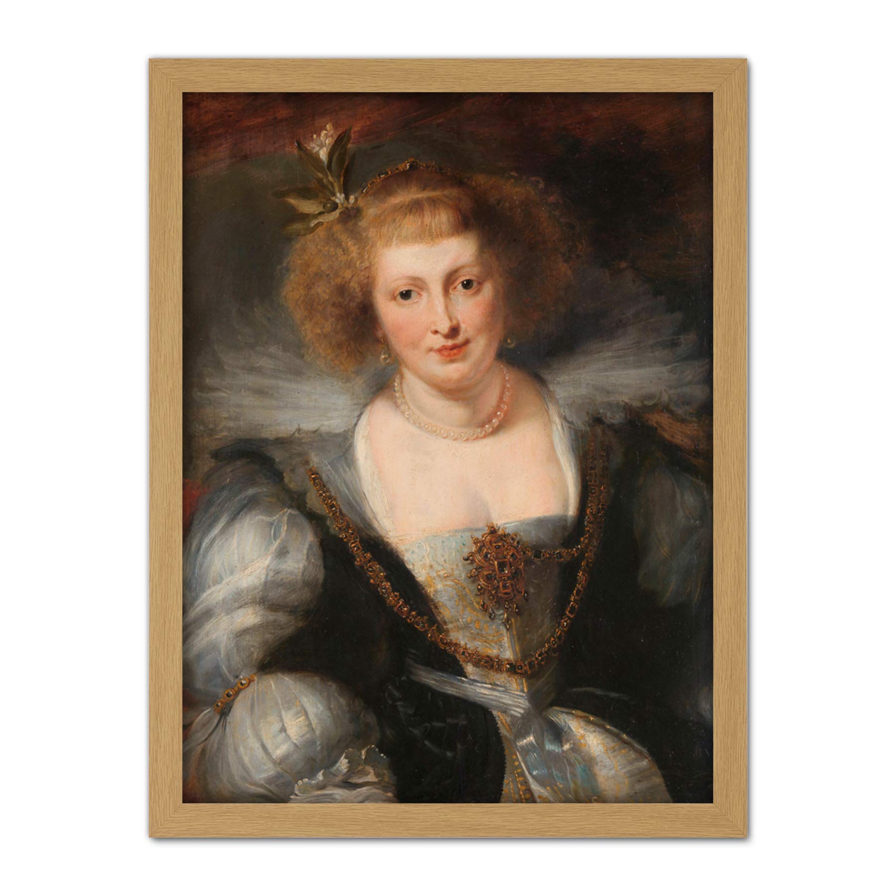 Artery8 Rubens Portrait Helena Fourment Painting Artwork Framed Wall Art Print 18X24 Inch