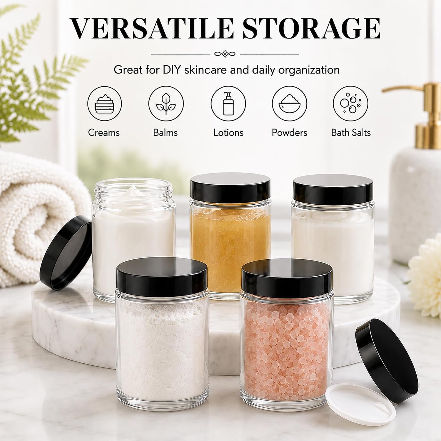 6oz Glass Jars with Lids, 24PACK Cosmetic & Lotion Jars with Inner Liners image 5