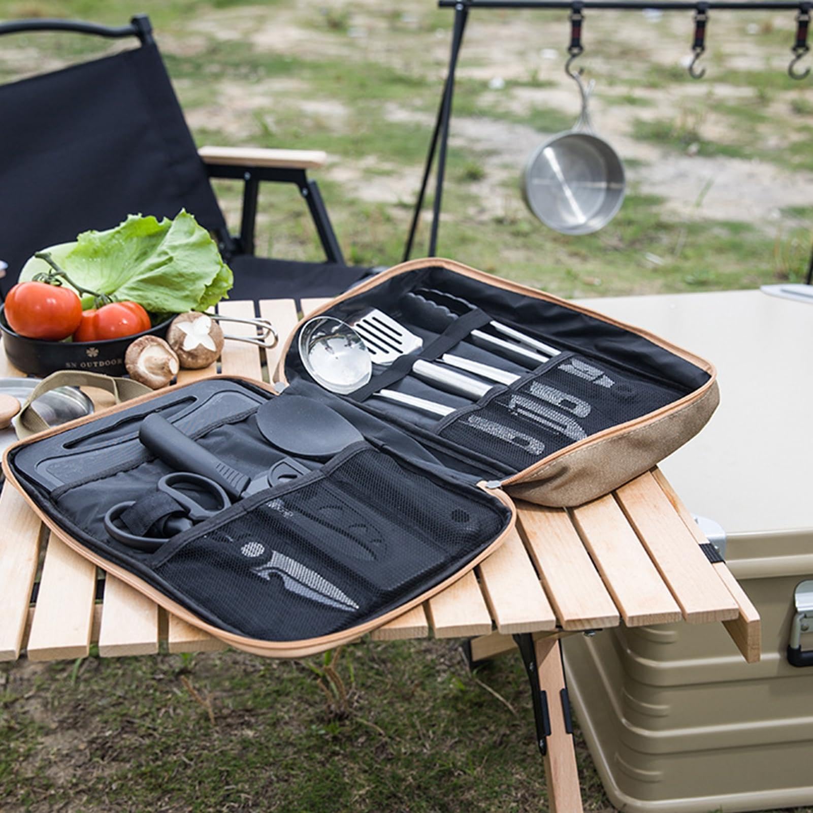 Amazon.co.jp: キャンプ用調理器具セット、8点セット バーベキュー BBQ