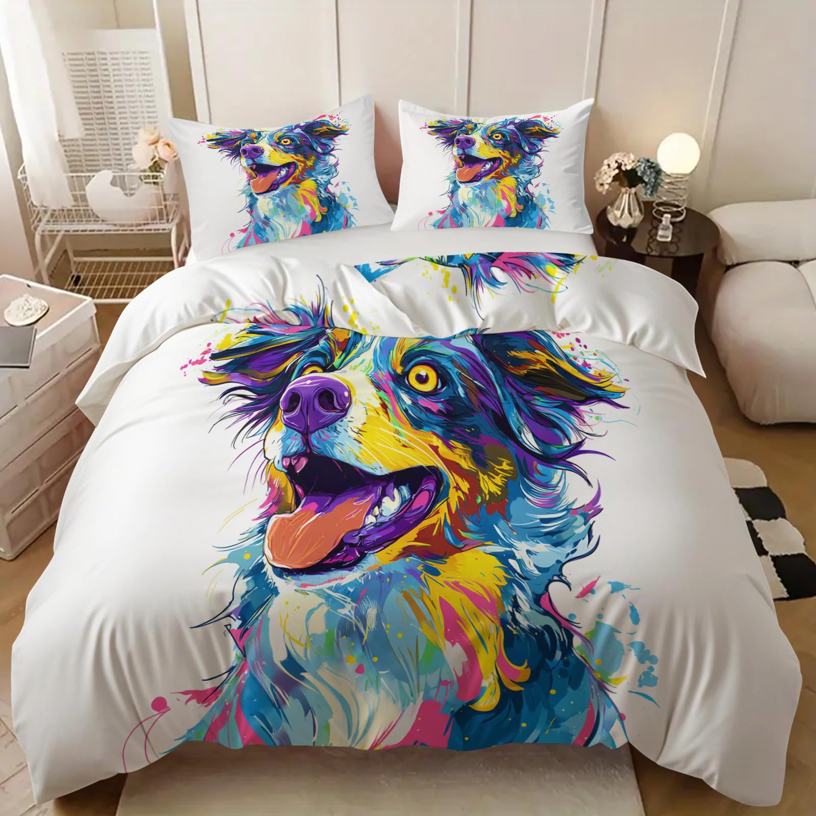 Parure de lit berger australien 240x220 cm en microfibre premium finition peinture colorée