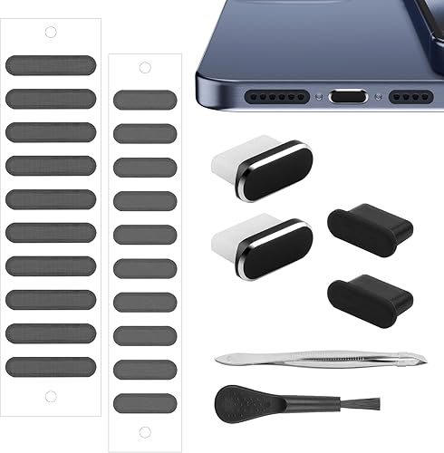 AILOVETECK Enchufe antipolvo USB C para iPhone serie 15, cubierta de puerto USB C, cubierta de altavoz de teléfono, limpiador de puerto de carga de