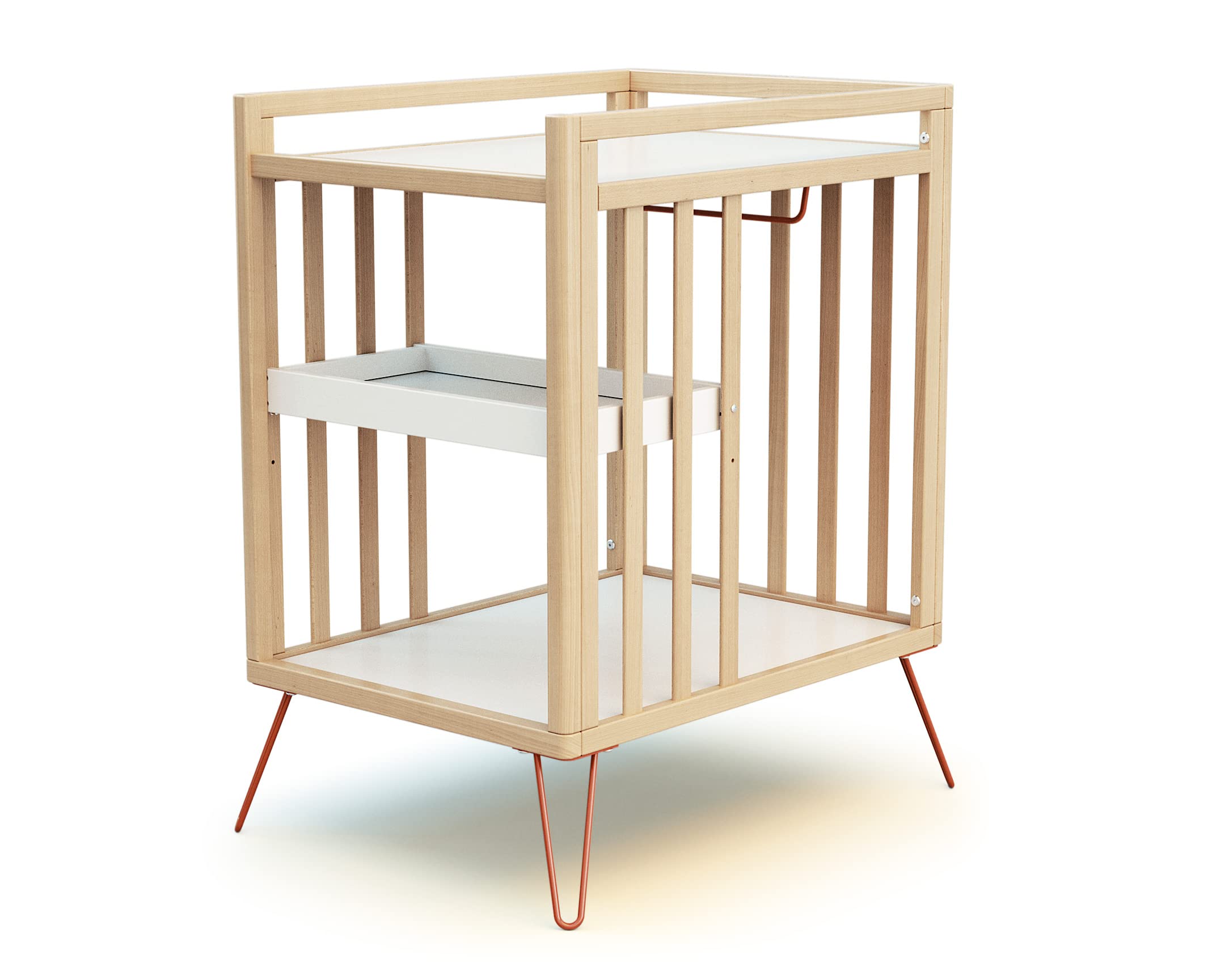 Cambiador con 2 estantes ONLY madera Haya y Terracotta