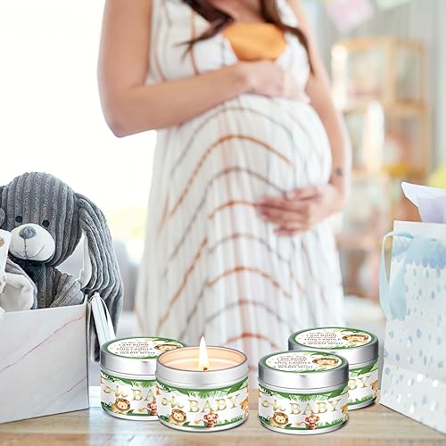 Miniatura 5 de Funtery 12 velas de fiesta de baby shower para invitados, velas perfumadas de lavanda, velas rústicas para revelación de género (animal)