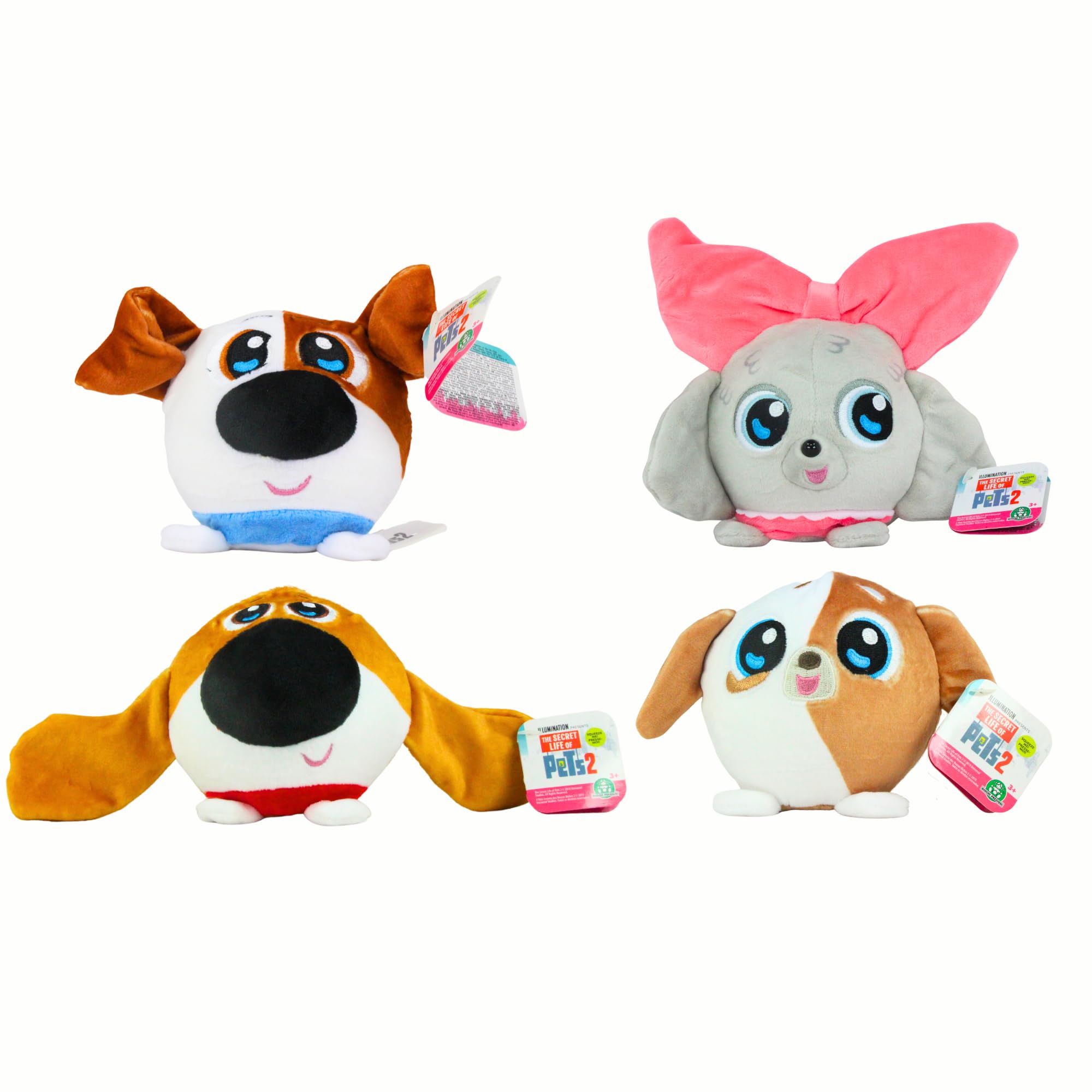Mattel Secret Life of Pets 2 - Super Soft Gift Quality Plush 28cm 11" Dog & Animal Style Toys - (Slo Foam Set of All 4)