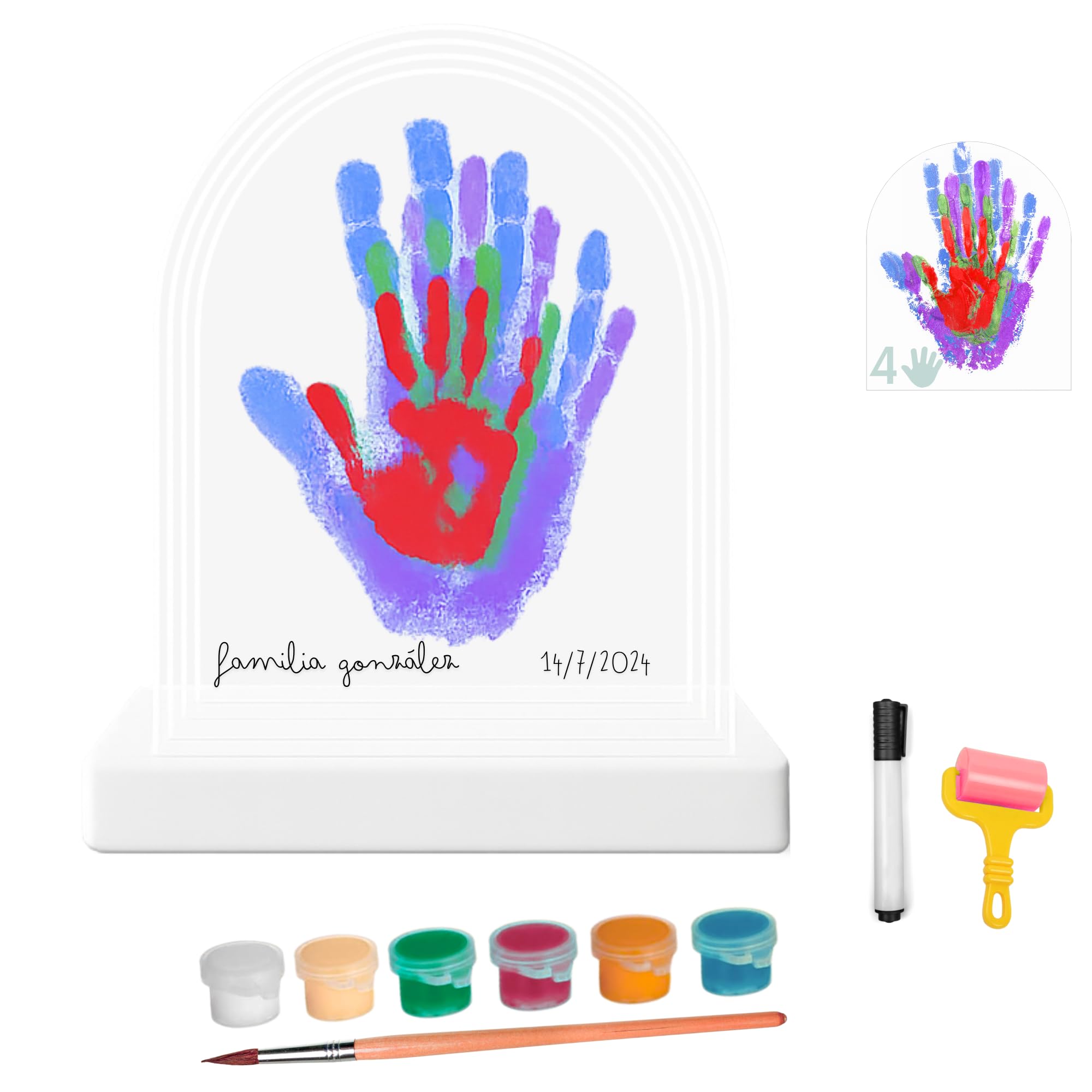 HuBorns – Kit huellas familia con pinturas, marco huellas bebé recién nacido, regalo familiar original, recuerdo padres e hijos y decoración hogar — view 10