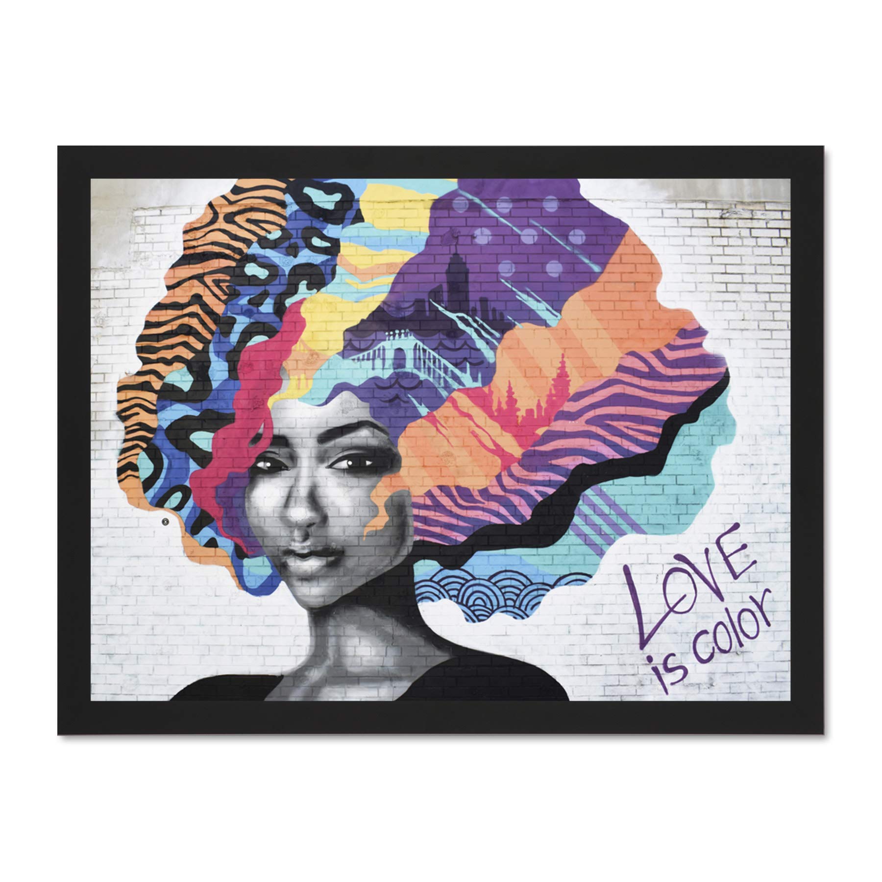 Barbalis Graffiti Woman Psychedelic Hair Large Framed Art Print Poster Wall Decor 18x24 inch
